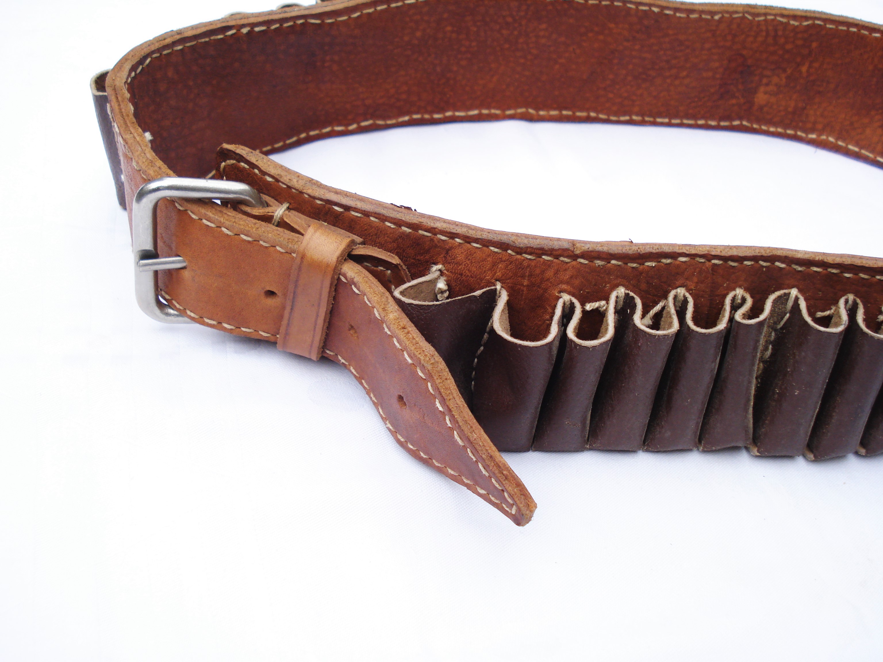 VlaMiTex Patronengürtel Echt-Leder Braun/Schwarz 12 kal
